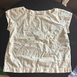 Mollusk Cream Cactus Print Boxy Short Sleeve 100% cotton top blouse size Small